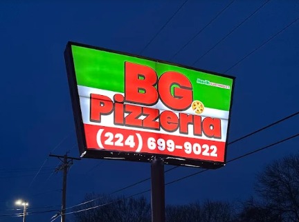 BG Pizzeria roadside sign